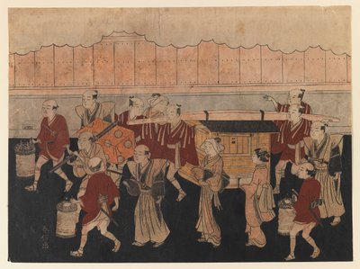 Die Reise der Braut zum Haus ihres Mannes, aus der Serie Die Hochzeitszeremonien, ca. 1768 von Suzuki Harunobu